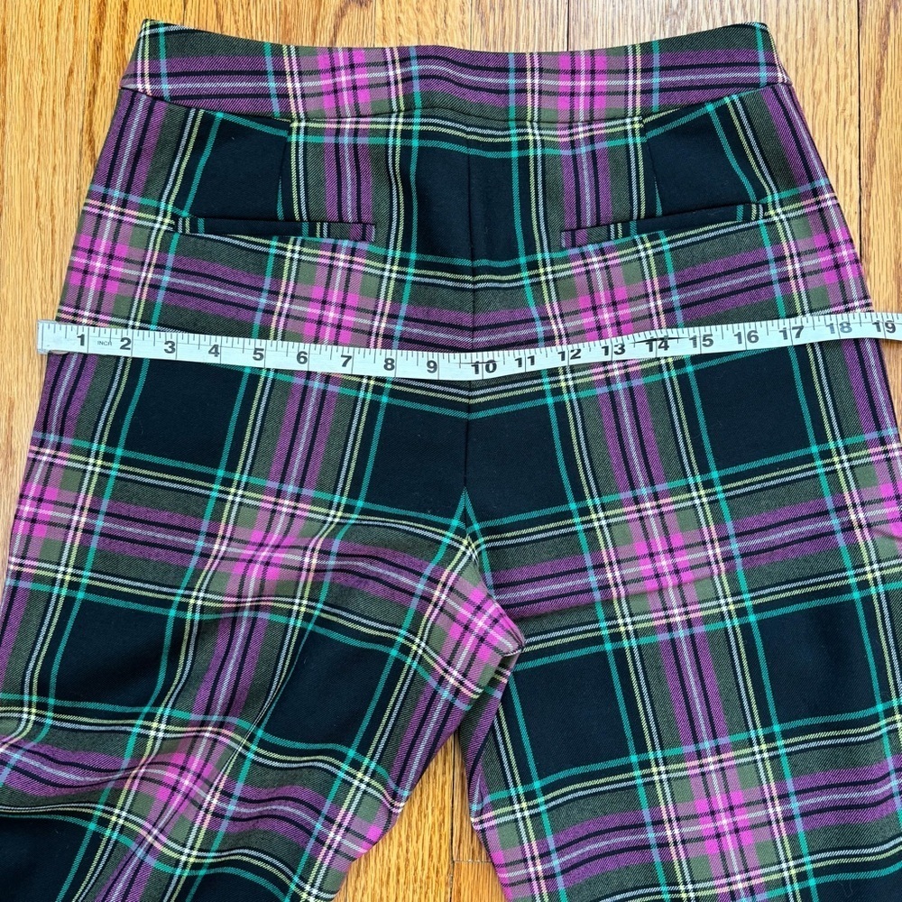 J. Crew Kate Stewart Tartan Pink Green Wool Blend Straight Preppy Academia Pants - Picture 12 of 16